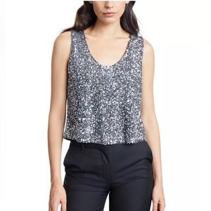 The Kooples Metallic Sequin Scoop Neck Tank Top Size 2 (Fits US Medium) like New
